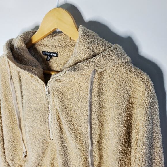 Fashion Nova sherpa cropped zip up hoodie Size Med In Great condition - Picture 2 of 6